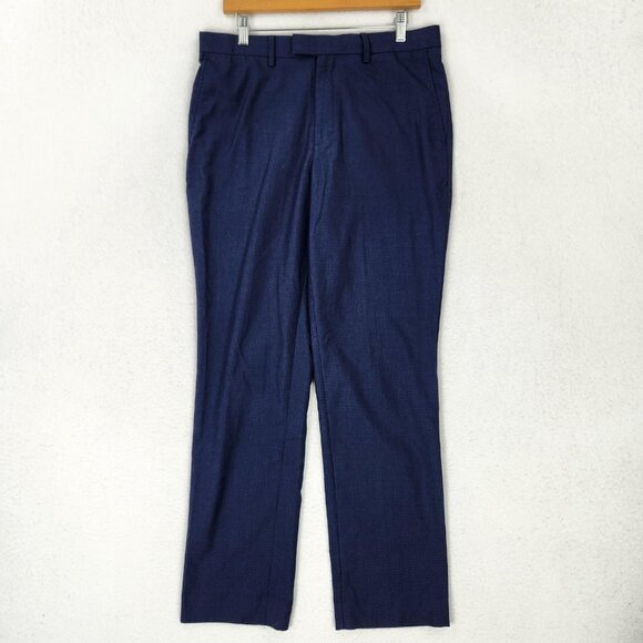 Banana Republic Pants Mens 32x32 Blue Standard Fit Checked Straight Leg Slacks - Picture 1 of 11
